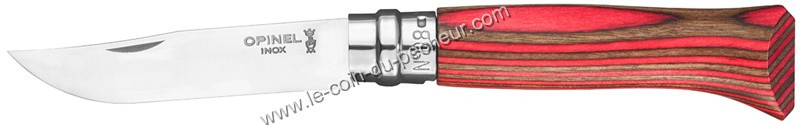 Couteau Opinel n°8 Manche bouleau lamellé rouge