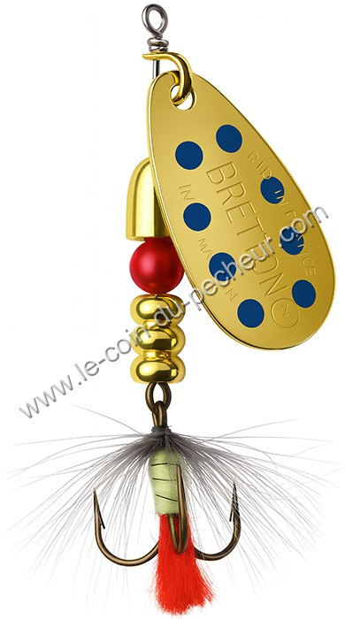 Cuiller tournante BRETTON Or points bleus mouche rouge