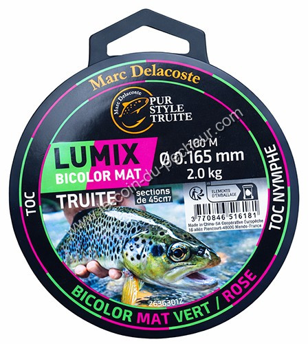 Nylon Delacoste Lumix bicolore vert/rose spécial truite