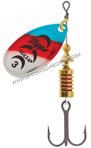 Cuiller MEPPS aglia platium rainbo rouge et bleu