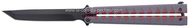 Couteau papillon Third manche Aluminium Gris Rouge 15cm - TH.K2946N
