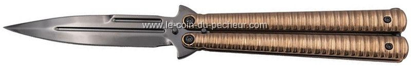 Couteau papillon Third manche Titane Rose 12cm - TH.16075