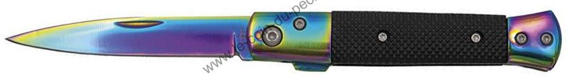 Couteau Third manche Aluminium Noir Arc en ciel 9,5cm - TH.N118W