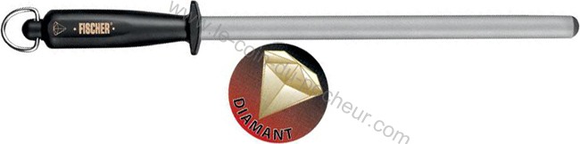 Fusil à aiguiser revêtement Diamant + mèche ovale 27 cm Fischer Bargoi 