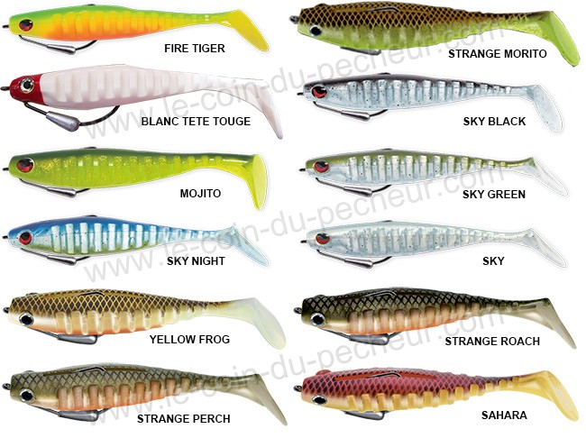 DELALANDE Swat Shad Monté Tête Plombée Hameçon Texan - 11 Cm / 15 G - Couleur Blanc (Leurre Souple Prêt à Pêcher)