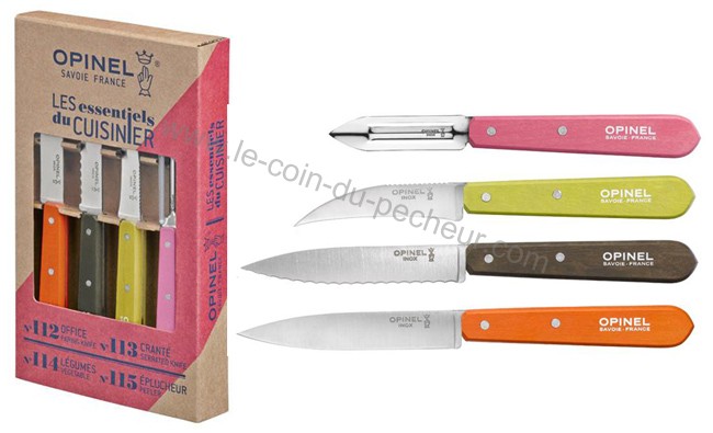 OPINEL - Coffret Les Essentiels Naturels - Coffret Cuisine - Couteau  Cranté, Couteau Économe Légumes - Set Couteau Cuisine Office Lame Inox &  Manche