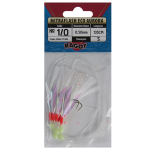 Bas De Ligne Mer Ragot – Mitraillette Originale – 4 Hameçons N°2 – Fil 35/100 – Pour Bar, Lieu, Chinchard
